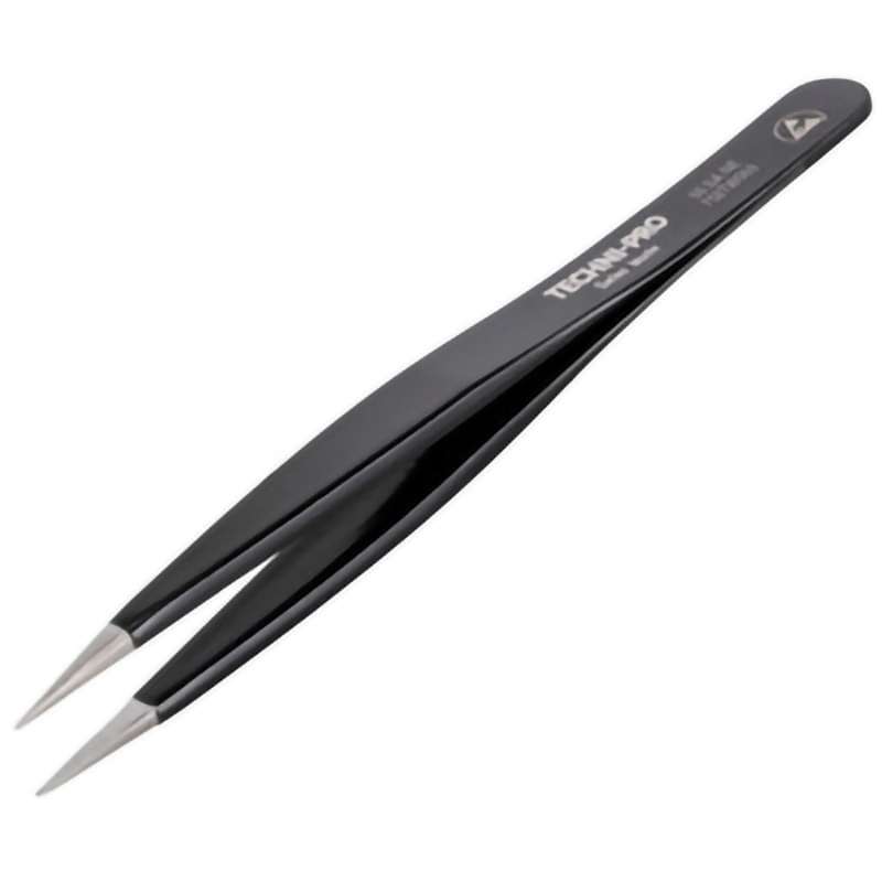 ESD Epoxy Coated Tweezers, Style 00, Anti-Acid/Anti-Mag, SS, Thick, Strong, 4.7"